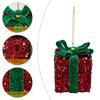 Holiday Party Supplies Christmas Gift Box Ornament with Glitter, 3D Present Hanging Decor Xmas Tree Decorations Green Ribbon Bow, Pendant, Festive