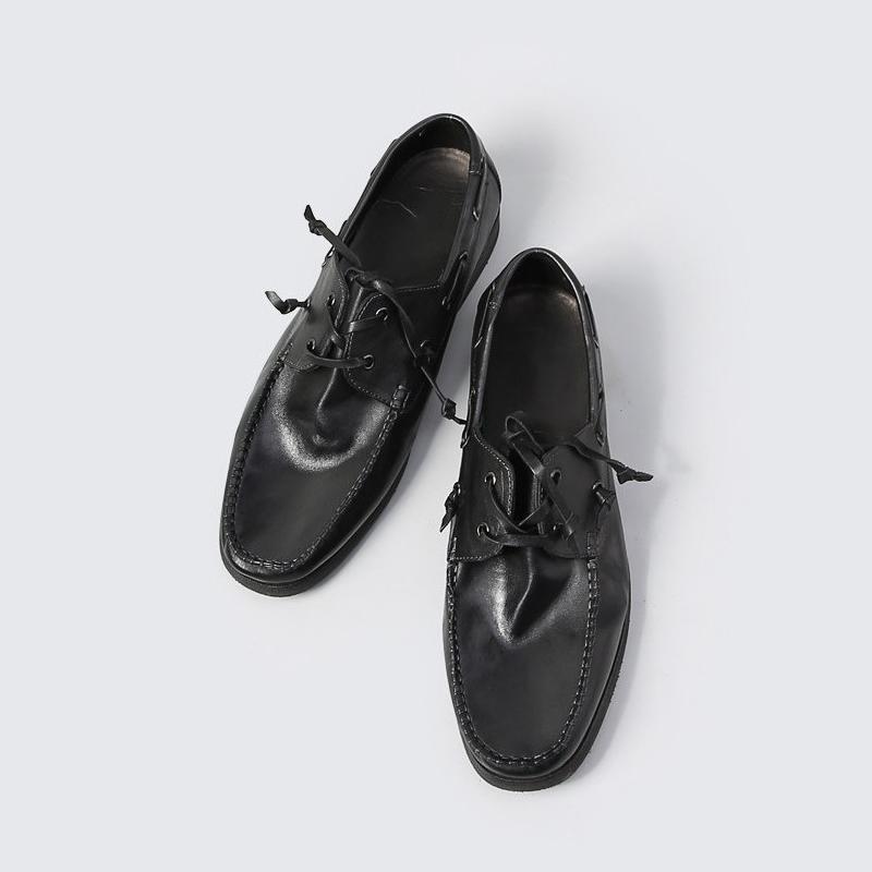 Retro Echt Leer Hoge Kwaliteit Handgemaakt Casual Schoenen Mannen Ronde Neus Vetersluiting Zakelijke Dress Schoenen Luxe Design Rijschoenen
