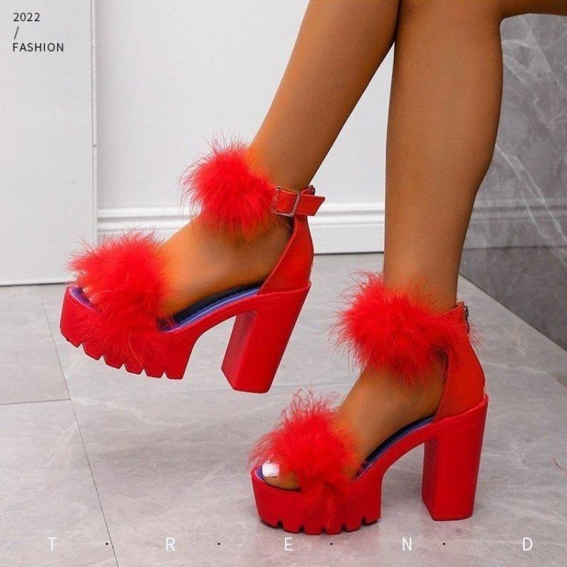 fashion 2024 Women's Shoes Thick Heel Sandals Women's Thick Sole High Heels Mary Jane Shoes High Heels