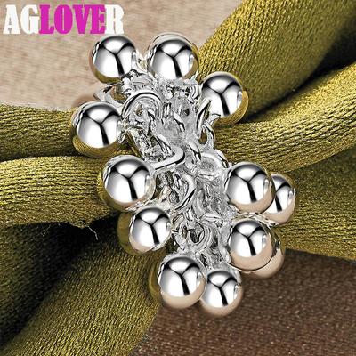 925 Sterling Zilveren Gladde Druivenkralen Ring Sieraden