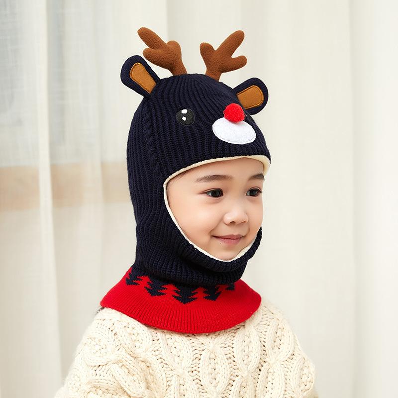 Children's Hats Autumn and Winter Girls Fleece Ear Protection Scarf Baby Winter Windproof Face Protection Integrated Wool Hat