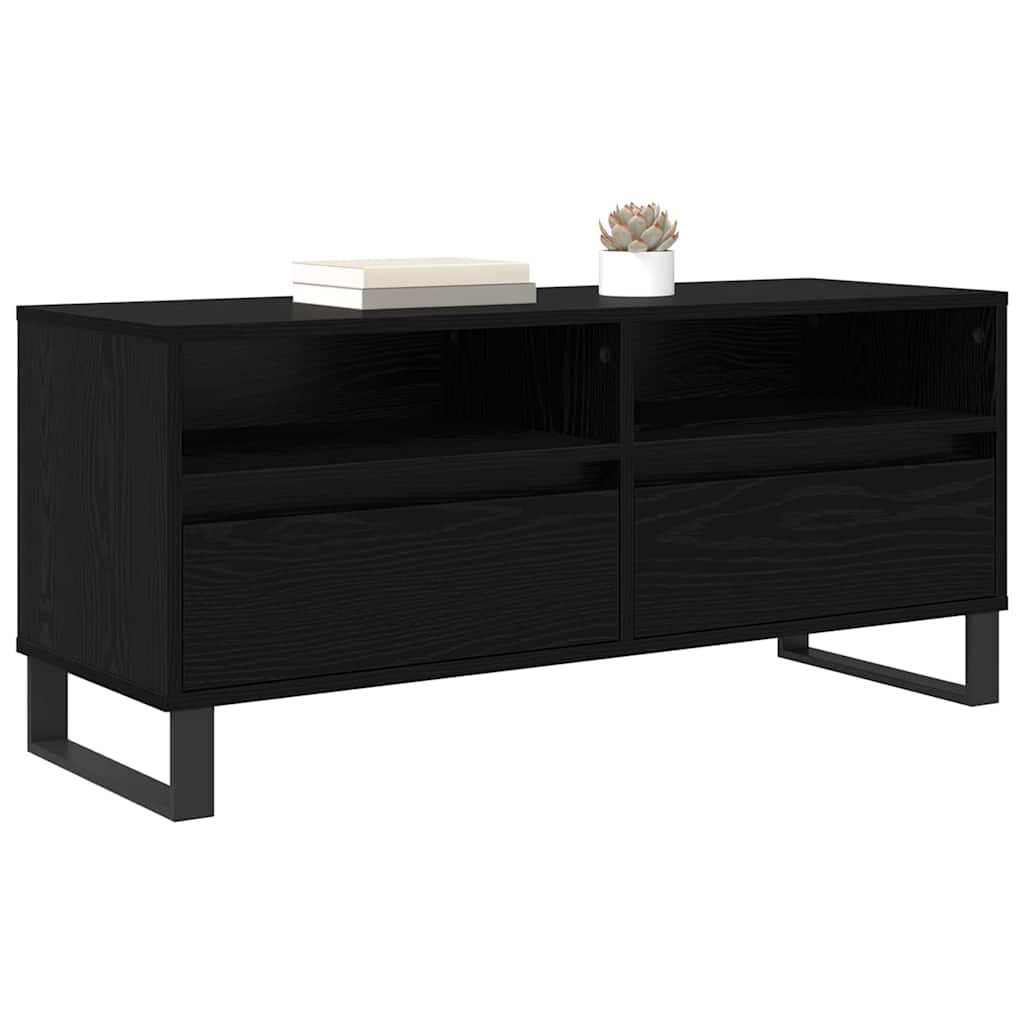 TV Stand Black Oak Effect 100 x 34.5 x 44.5 cm