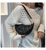 Solid Color Croissant Casual Embossed Shoulder Bag - 2025 Trend Autumn/Winter Fashion