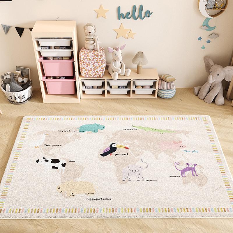 Cartoon Style Luxury Faux Cashmere Children's Floor Mat