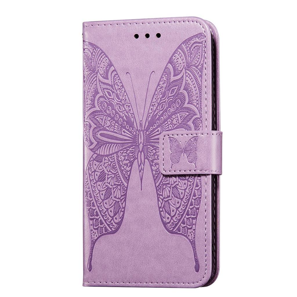 Magnetische Schmetterlings-Prägung Leder Klapphülle für iPhone 12/13