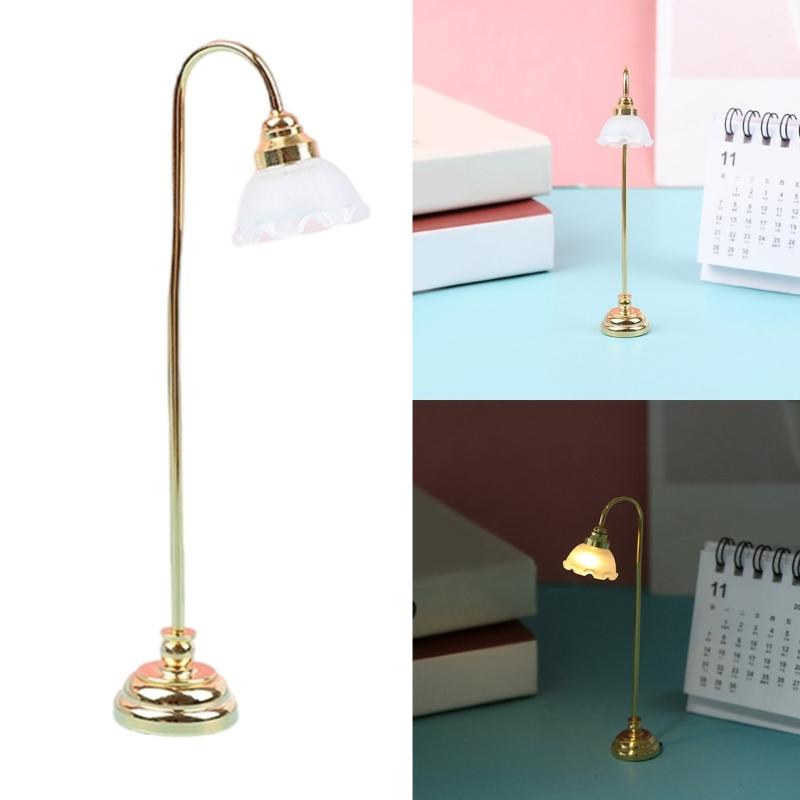Floor Lamp Model Bedroom Floor Light Miniature Furniture Model Accessories Role Play Furnishings Lighting Toy Doll House