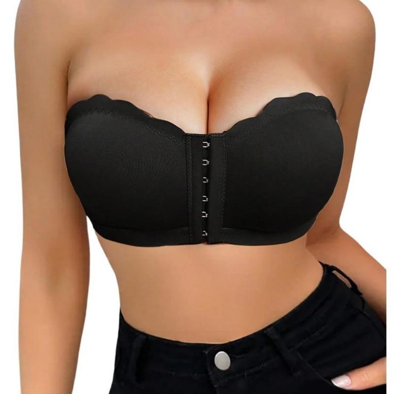 Trägerloses Bandeau-BH mit Frontverschluss Übergröße Push-Up Bequem Dünn