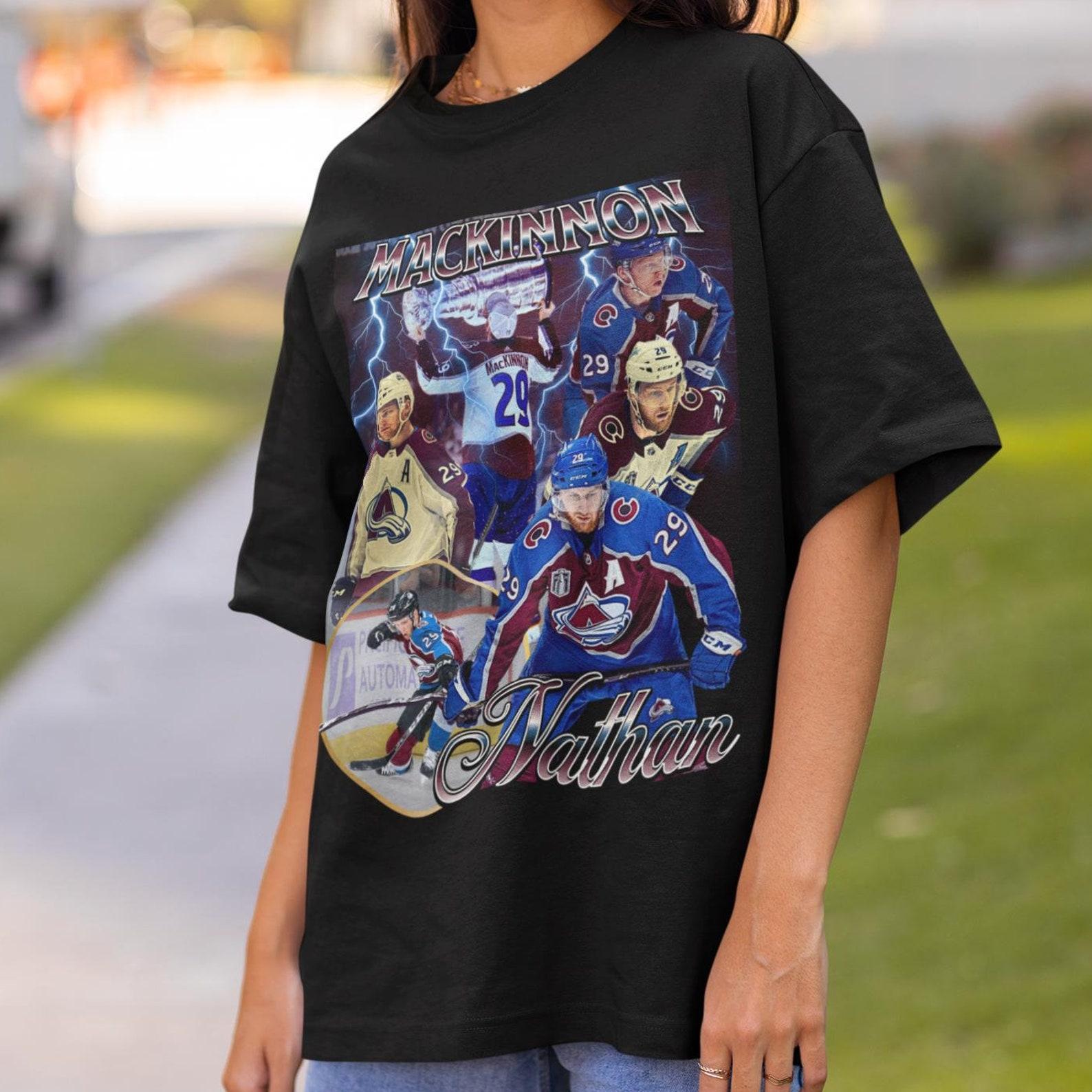 Nathan Mackinnon Shirt Vintage 90s Colorado Avalanche NHL Hockey Design Retro Hockey Gift Classic Graphic Tee Unisex T-Shirt Limited Edition S