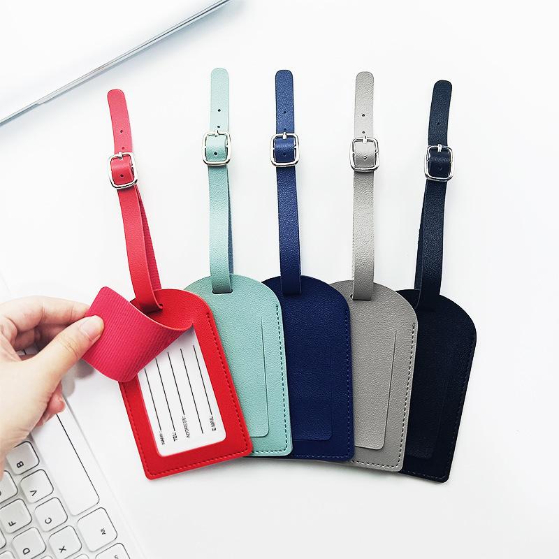 Suitcase Identifier Label Baggage Pu Leather Boarding Bag Tag Name Id Address Holder Accessorie Travel Luggage Tag For Women Men