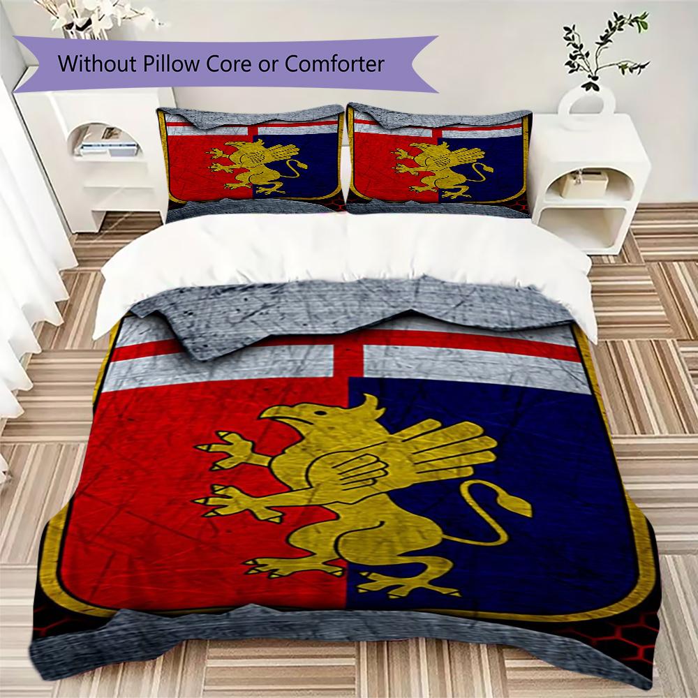 Genoa CFC Pattern Bedding,Quilt Set Quilt Cover Pillowcase Home Birthday Gift(1 * Duvet Cover + 2 * Pillowcase, Without Core)_lx