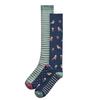 Ex Store Womens/Ladies Floral Stripes Socks (Pack of 4)