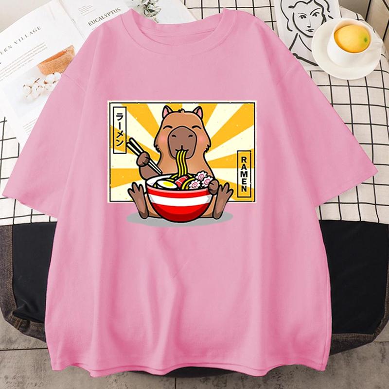 Capybara T-shirts Casual Women Men Clothes Oversized Short Sleeve Tees Summer Japanese Streetwear 90s Animal Graphic T Shirts