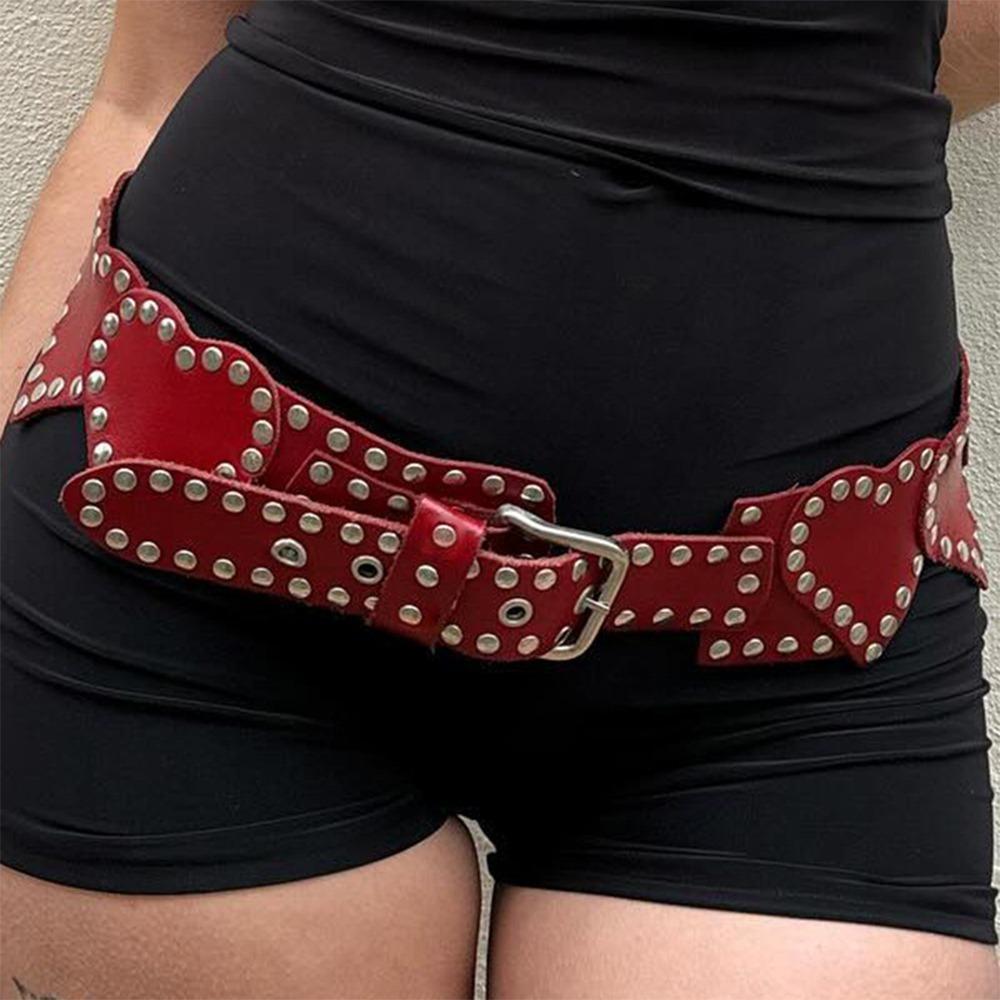 

Шкіряний ремінь у формі серця Y2K хіп-хоп джинсовий ремінь джинси штани декор талії ланцюг