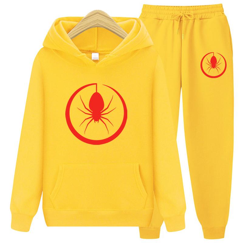 Women's Sportswear Two Piece Set Warm Jackets and Pants Spider Print Coats Sets Outdoor Hoodies Sports Suits Jogging Suits