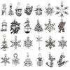 100-teiliges Weihnachts-Tropföl-Legierungs-Schmuckzubehör: Weihnachtsmann, Schneemann, Glocke, Rentier Anhänger für DIY Armbänder.