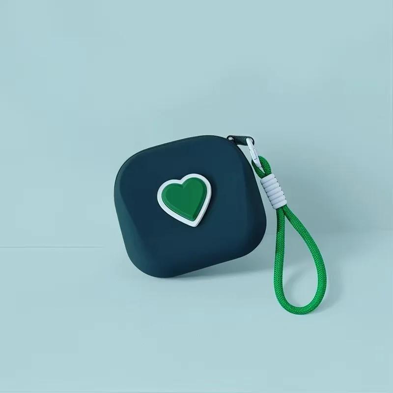 Heart Silicone Storage Bag Square with Lanyard Mini Cosmetic Bag Multifunctional Waterproof Coin Purse Earphone Storage