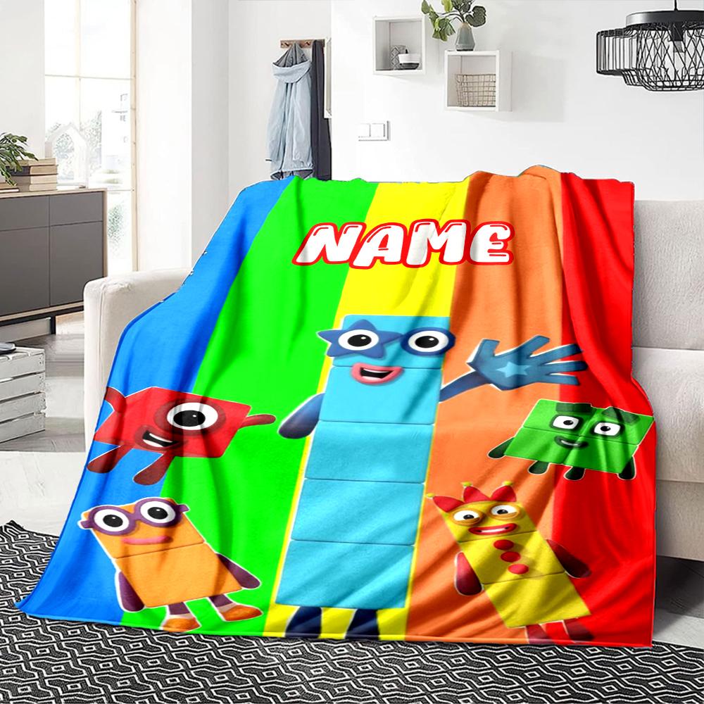 Custom Name City Colorful Cubes Party Blanket For Couch Bed Plush Cozy Fuzzy Blanket Super Soft Warm Blankets For Fall And Winter 0916152
