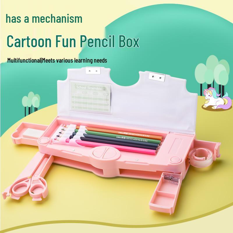 Multifunctional Large Capacity Double Layer Children's Pencil Case for Boys and Girls - Cute Plastic Box