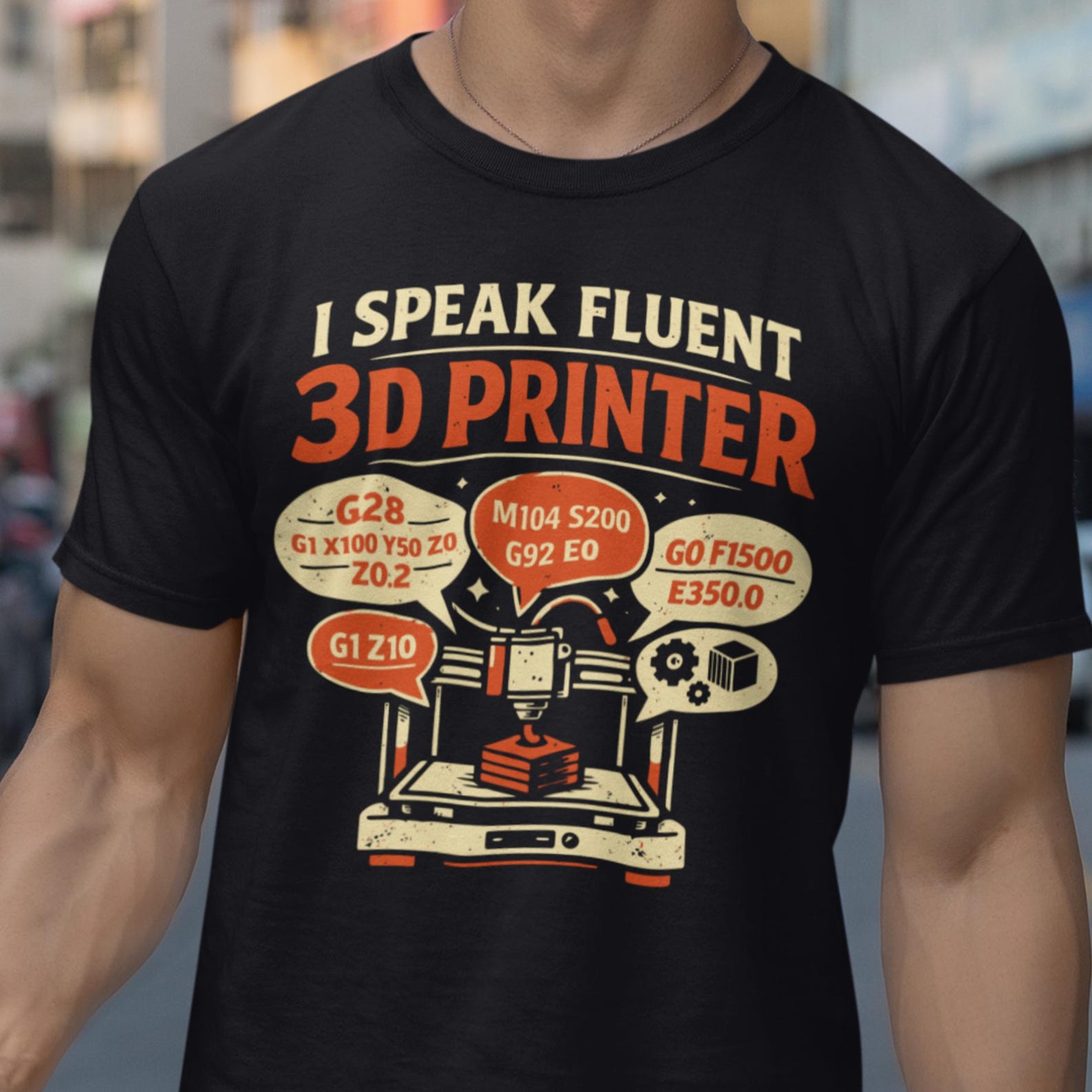 3D Printer Fluent T-Shirt, Maker Engineer Humor Tee, 3D Printing Enthusiast Gift S