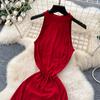 Pure Desire Sleeveless Dress Women's Summer Sexy Backless Waist Thin Spice Girl Chic Pendulum Long Skirt
