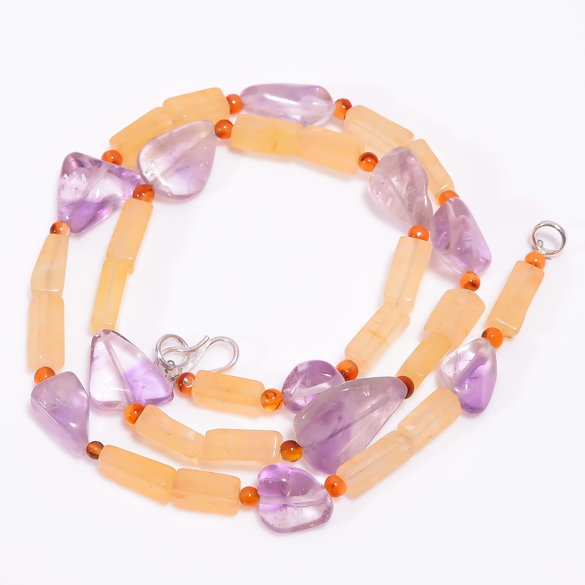 

Natural Amethyst Aventurine Carnelian Gemstone Beads Necklace 3-18 mm 18 UB8048 UB-8048