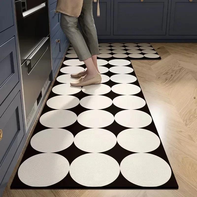 Modern Minimalist Kitchen Mats Waterproof Anti-Fouling Pvc Oil-Proof Soft Carpet Easy Care Balcony Non-Slip Rugs Tapis