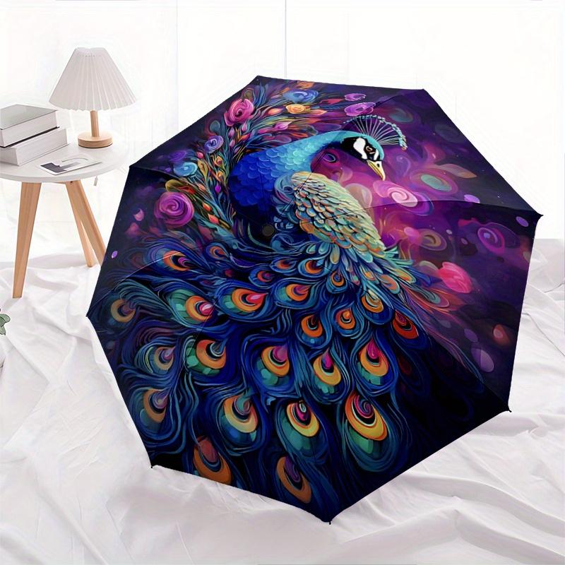 

1pc A Colorful Peacock Automatic Open/CloseUmbrella,Compact Umbrella for Men & Women Day Gift.A001