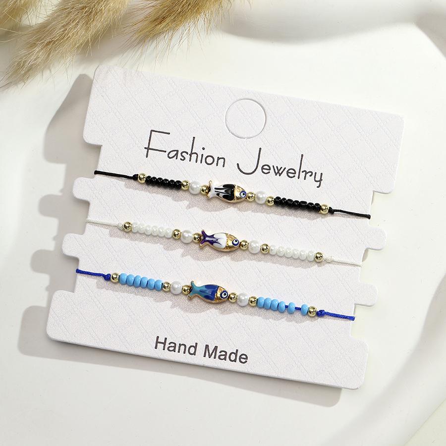 New Fashion 3Pcs Stackable Seed Beads Bracelet Set Lightweight Comfortable Beach Casual Vacation Accessories For Women Girl Wear