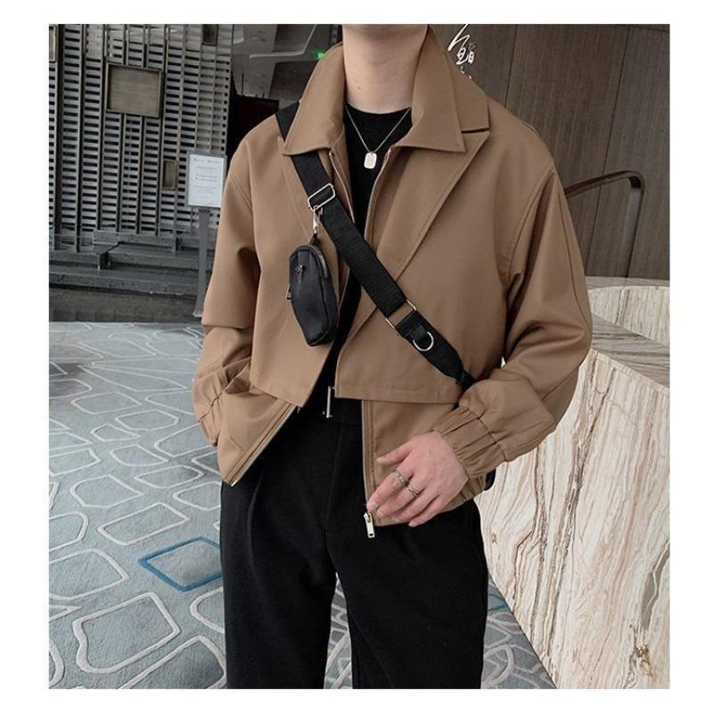Spring Jacket Men's Trendy and Handsome Lapel Loose High Street Long-sleeved Versatile Jacket