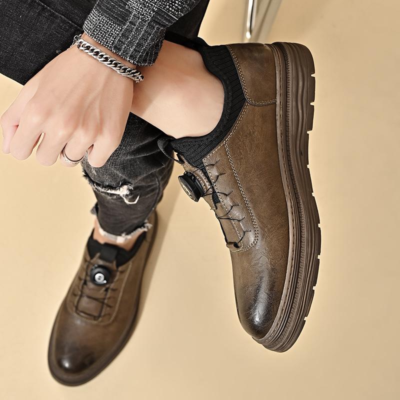 Fashion Outdoor Antiskid Casual Male Leather Shoes Comfortable Sneakers High-quality Oxford Shoes Breathable Walking Shoes Walk Trainers