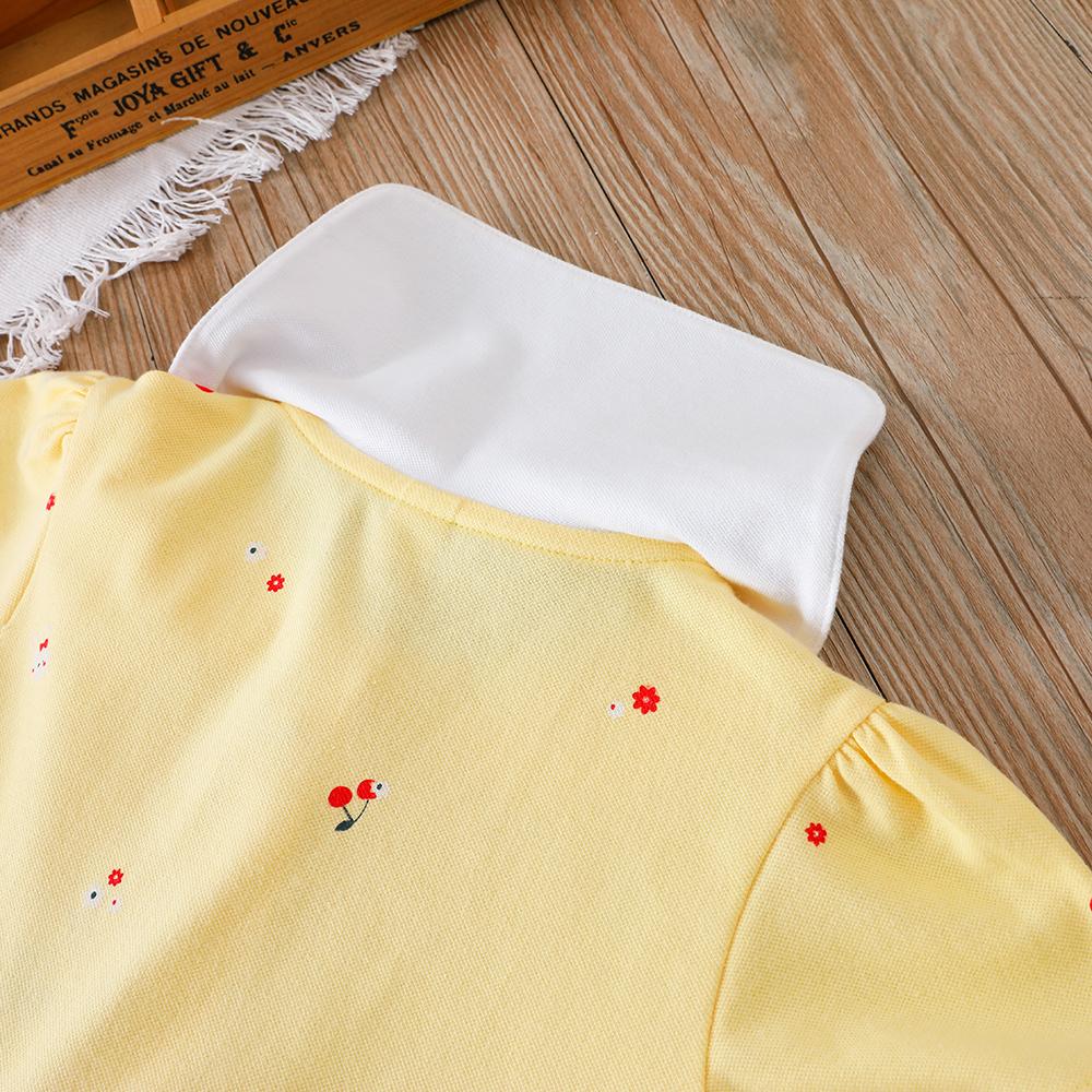 Vestido de verano para niñas de 2 a 6 años, de algodón, con cuello vuelto y manga corta.