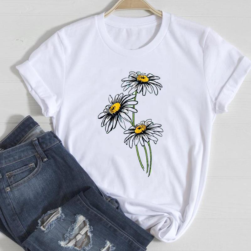 2026 Women Lady Clothing Floral Women Print European and American Short-sleeved T-shirt Women Clothing  Tops  Oversized TShirt