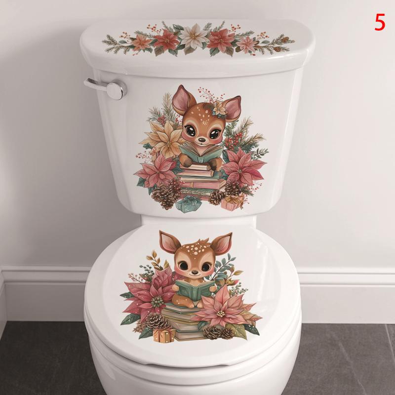 Toilet Sticker Flower Butterfly Sticker Bathroom Self-Adhesive Painting Waterproof Sticker Toilet Cover Bathroom Wall Sticker