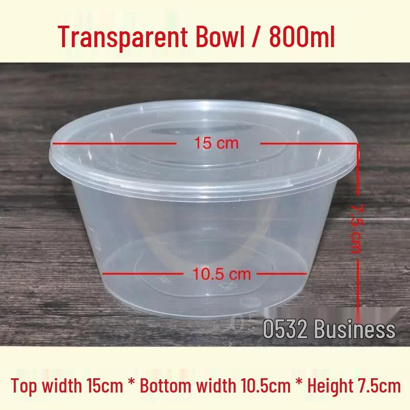 Hanyou 800ml Disposable Rectangular Food Containers with Lids