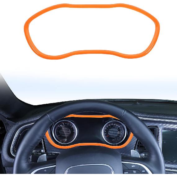 Voodonala for Challenger Dash Trim Dashboard Decoration Carbon Fiber Grain Accessories for Dodge Challenger 2015 up оранжевый