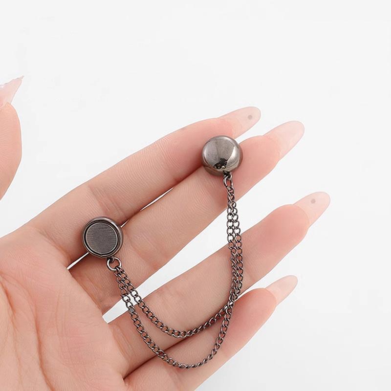 2pcs Multi-Function Magnetic Clothing Clip With Chain Metal Buttons Clip Clothes Scarf Trouser Legs Cuff Fixing Magnet Pin