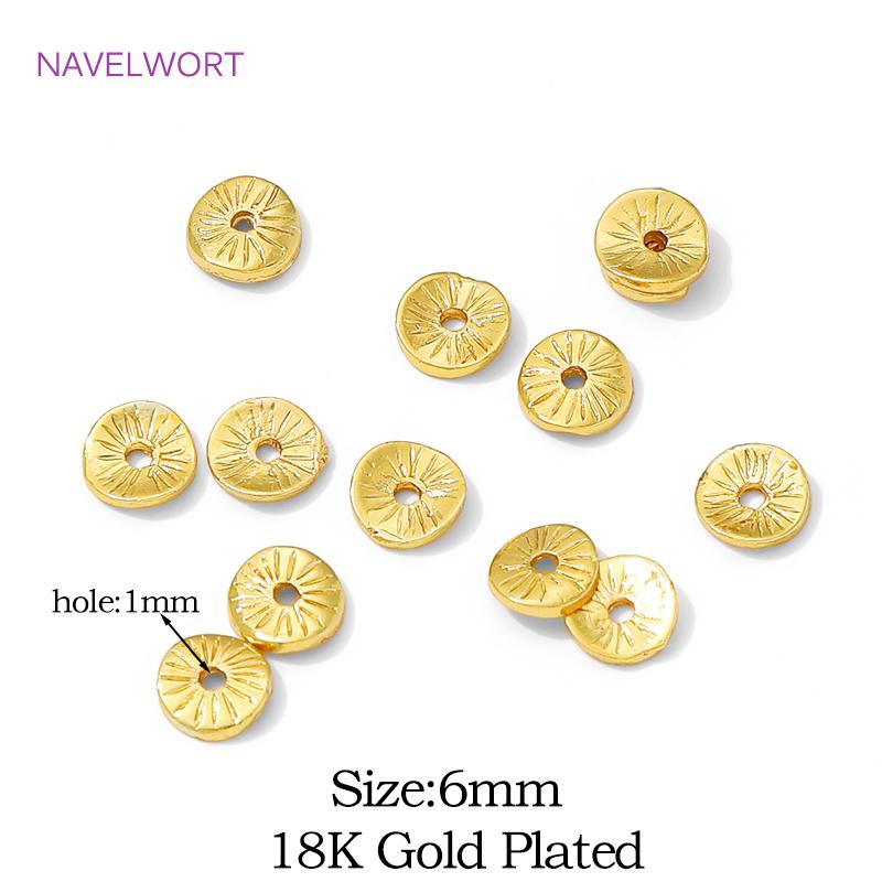 

6mm Beads Separators 18K Gold Plated Round Spacer Beads For Jewelry Making Supplies,Brass Loose Beads,DIY Beading Accessories 50 Pieces