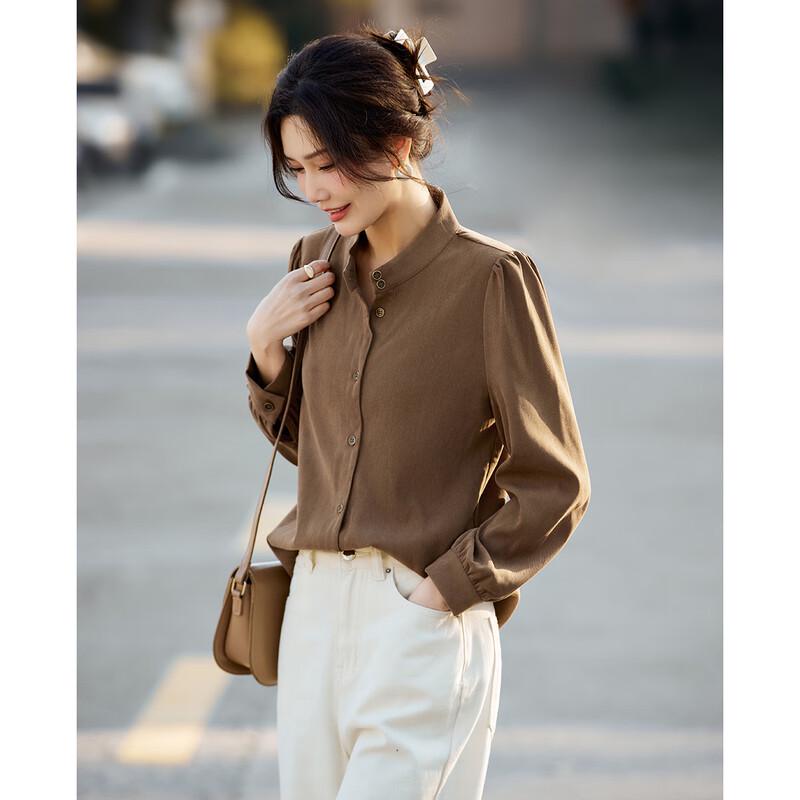 TERRE BLEUE Stylish Stand-Collar Shirt for Women M