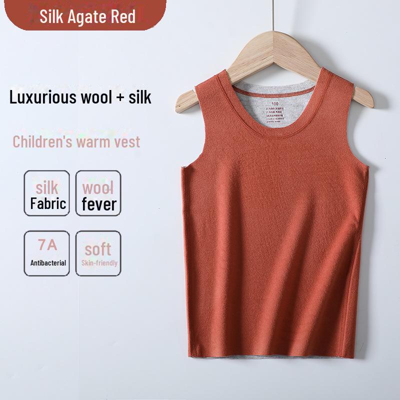 

Детский бесшовный жилет из термошерсти, шелка и бархата, унисекс 110