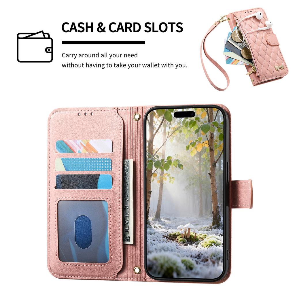 Crossbody Long Lanyard Diamond Pattern Leather Case for Google Pixel 11 Pro XL 10 9 8 7 6A Shockproof Book Stand Slim Cover
