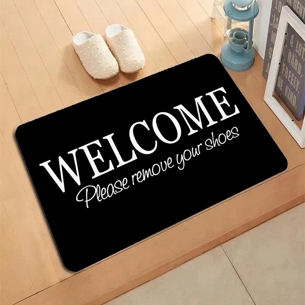 Please Remove Your Shoes Pattern Welcome Rug Kitchen Bathroom Entrance Doormat Non-slip Bedroom Decor Rug Floor Mats Foot Mat