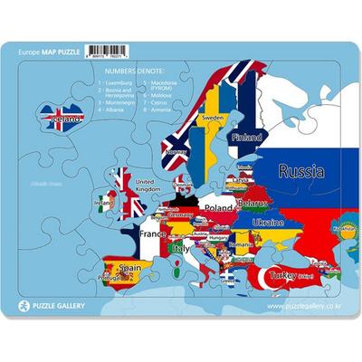 Puzzle Gallery World Map Line Puzzle Wood European Maps Puzzle, 1, 40 Pieces, Korea Best Toddler Puzzle