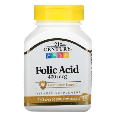 Acido Folico, 400 mcg, 250 Compresse Facili da Ingoiare