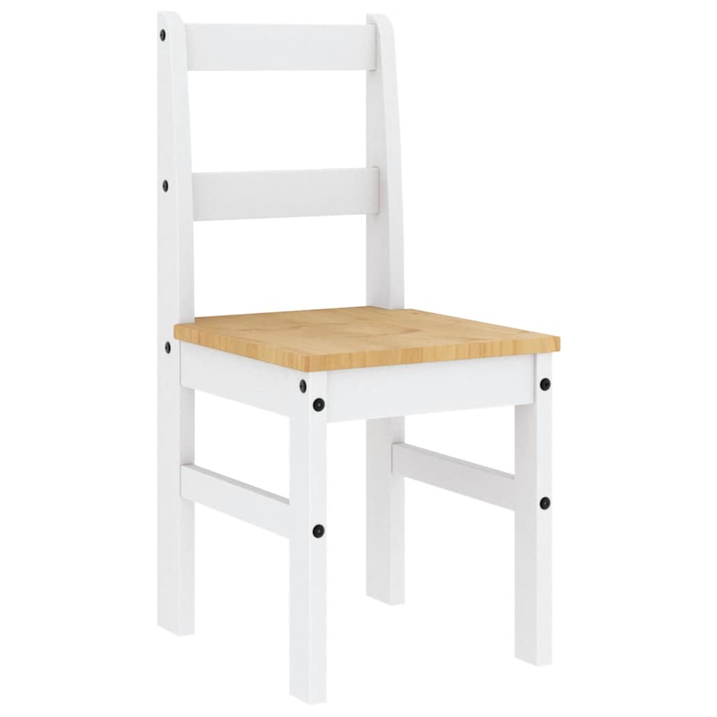 5 Piece Dining Set PANAMA White Solid Pine Wood