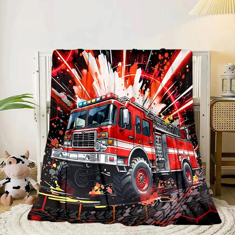 Electric Monster Truck Art Blanket Flannel Blanket for bed, sofa, Camping, Hiking, Picnic Essentials, gift for family Fan gifts