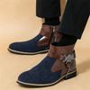 New Trend Designer Men's Pointed Mixed Patchwork Ankle Boots British Fashion Botas Casual Luxury High-top Punk Rock Shoes