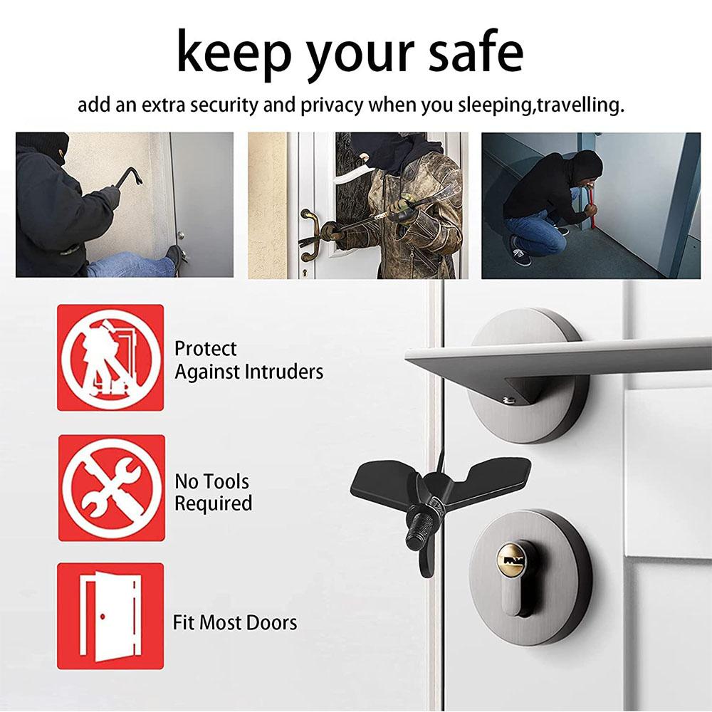 Black Gold Portable Door Lock For Hotel Home Schools Dormitories Traveling Alone