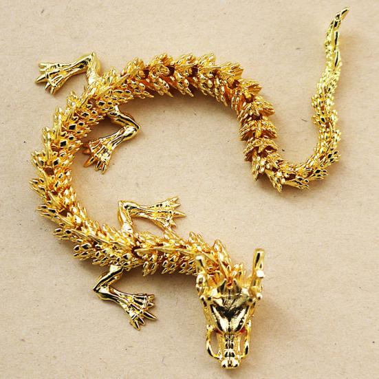 Alloy Golden Chinese Dragon Figurine Movable Joints Articulated Five Claws Eastern Loong Model Figure Toy Desktop Ornament Decoration