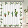 Tropical Plant Cactus Shower Curtain 180Cm *180Cm With Hooks, Floral Waterproof Shower Curtain, Shower Curtains For Bathroom