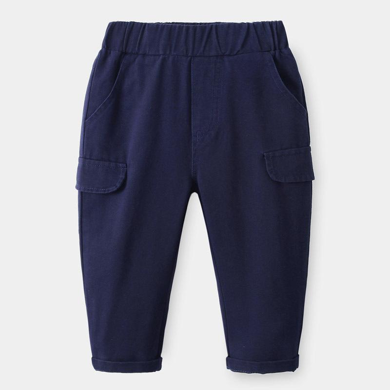 Children s cargo pants, foreign style boys spring clothes, new pants, children s Korean version of children s clothing, trendy boys, baby slacks 90cm темно-синий